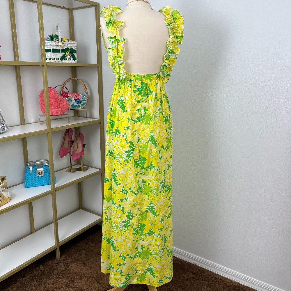 Adorable 1960s Lilly Pulitzer " The Lilly " Ruffled Maxi Dress Vintage Size 12 - Picture 7 of 13
